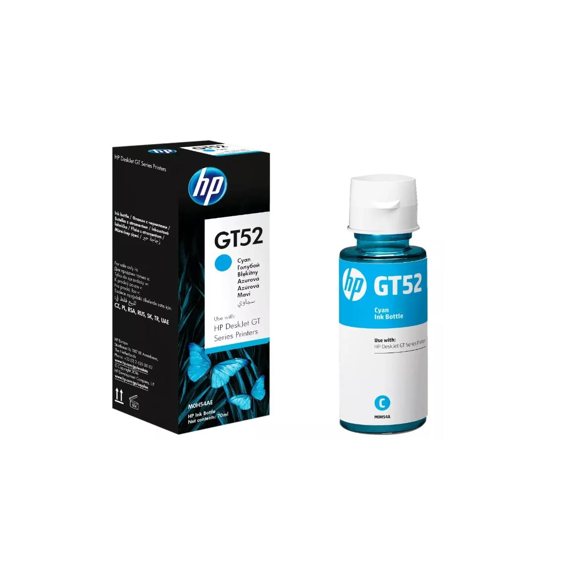 Botella Hp Gt52 Cyan Original