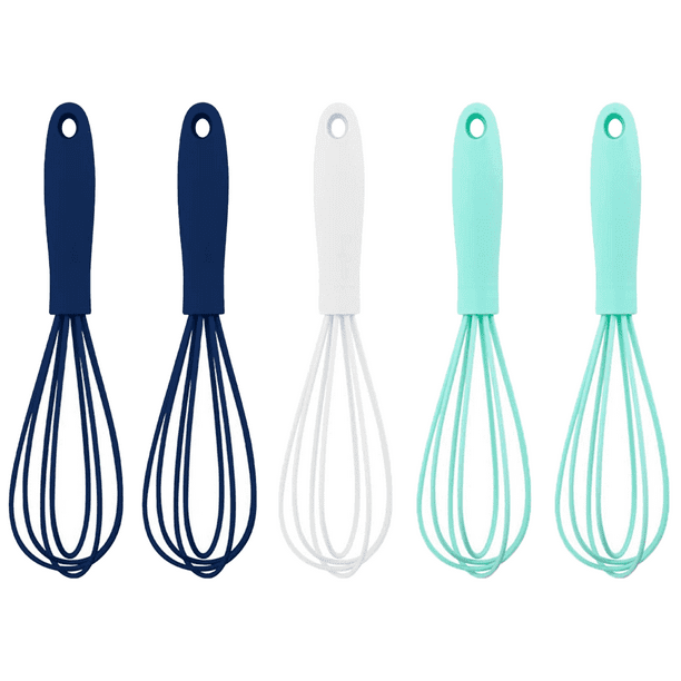 Paquete de 5 mini batidores de silicona de colores para cocina, para mezclar masa, leche, huevos y revolver.