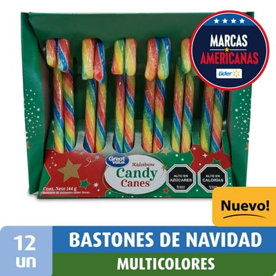 Bastones De Caramelo De Navidad, Sabor Multifruta 144 G Great Value
