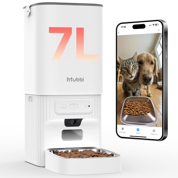 Comedero Automático para Gatos Mubbi 7L con Cámara WiFi y Visión Nocturna