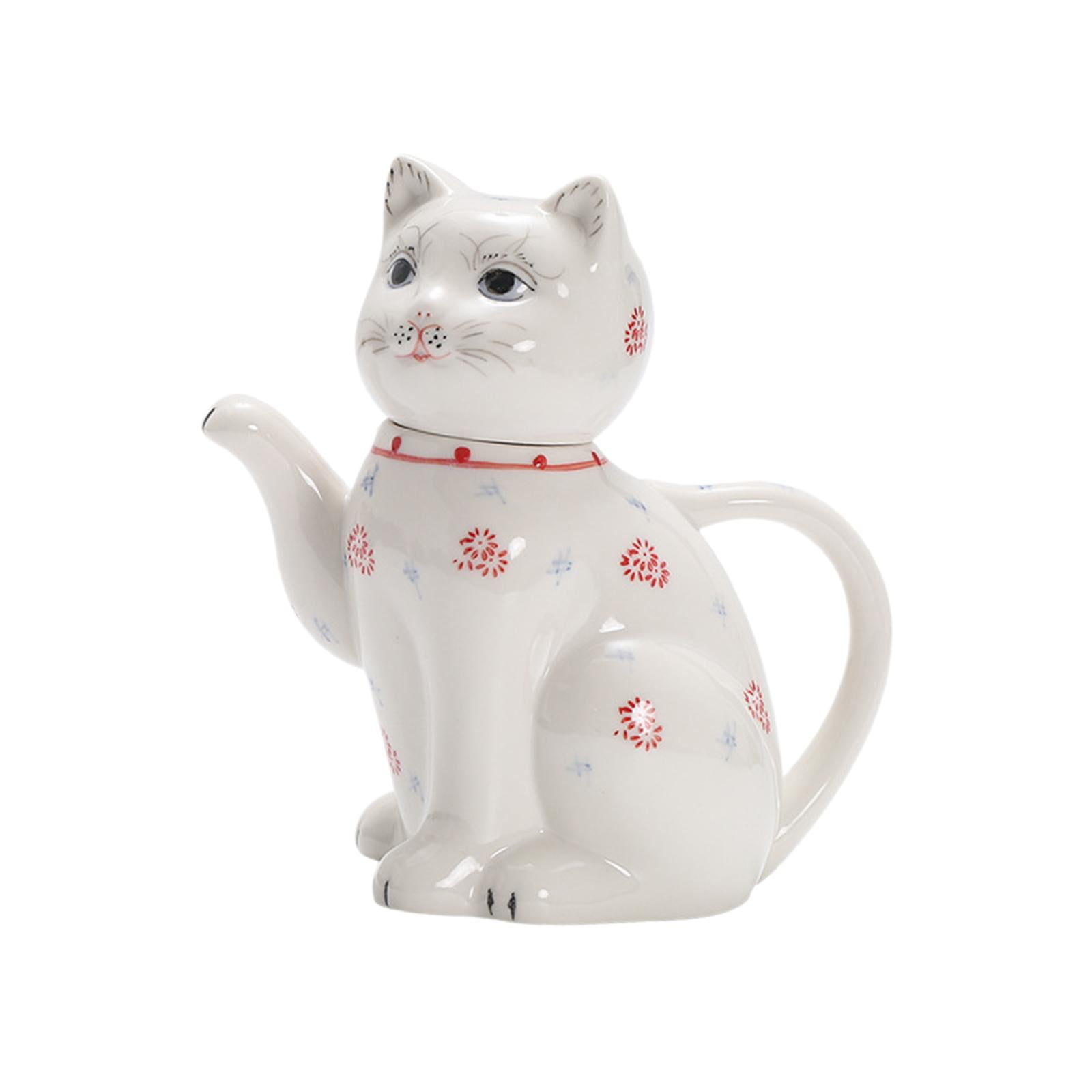 Magideal - Tetera De Cerámica Con Diseño De Gato De Dibujos Animados, Jarra De Agua Resistente Y Multiusos, Artículos Para Beber Para Casa De Té, Cocina Casera,