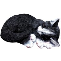 Ioensy - Estatuilla De Adornos De Estatua De Gato Durmiente En Miniatura Encantadora Para Decoración Del Hogar De Patio Negro