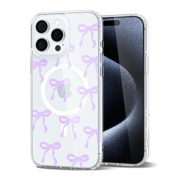 Funda De Teléfono Para Iphone 15 Pro Con Estampado De Lazo Morado Transparente
