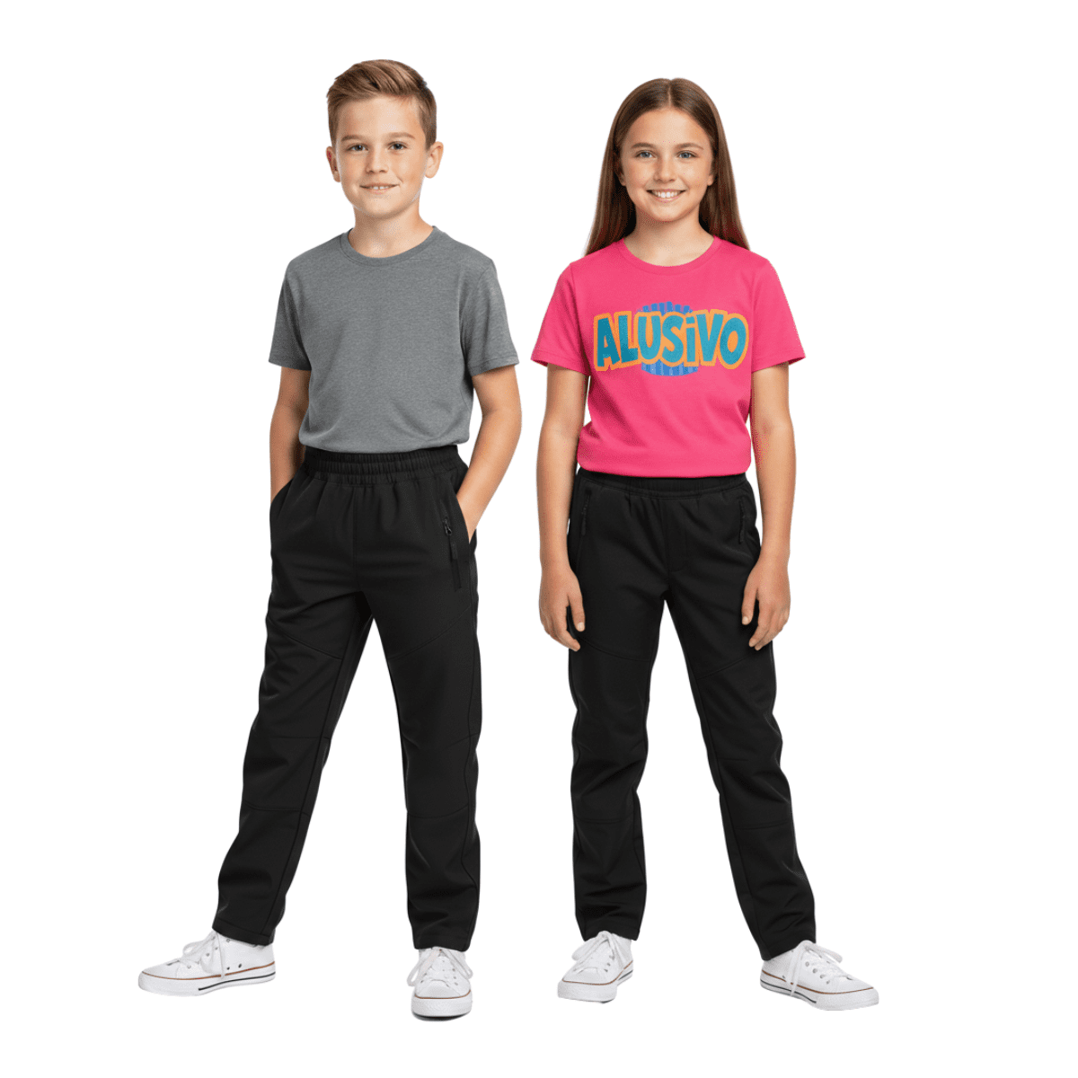 Genérico - Pantalon Softshell Cintura Elástica Para Niños Con Micropolar Senderismo