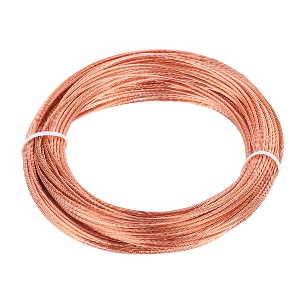 Cable de tierra de cobre desnudo Uxcell, calibre 18, 65.6 pies, cables de cobre trenzado sólido para accesorios de iluminación, ventiladores, equipos eléctricos