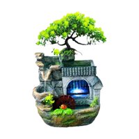 Magideal - Fuente De Agua Para Interiores Con Luz, Decoración De Escritorio, Enchufe De Ee. Uu. De 110 V, Decoración De Bonsái En Cascada, Mini Cascada Para
