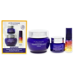 Loccitane - Set Rest. Immortelle Y Juv. Dinámica Preciosa Unisex: 3 Pzs Suero Aceite En Suero Rest. Noct. 0,16 Oz, Bálsamo Ojos Precioso 0,5 Oz, Crema Preciosa 1,7 Oz