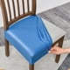 thumbnail image 1 of Xiao Hua Funda de Asiento de Silla de Comedor de Cuero Azul -6 Piezas, Banda Elástica Impermeable, Bolsillo Deslizante, Adecuada para Protección de Cocina y Comedor sin Reposabrazos, 1 of 5