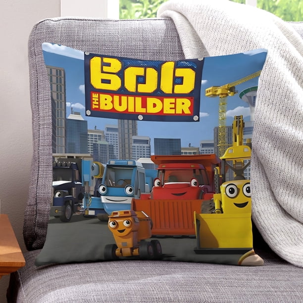 Bob el Constructor Fundas de almohada de terciopelo con tema, regalos de funda de almohada, decoración para el hogar, cojín de lanzar, regalo de cumpleaños para fans y parejas.40*40cm.