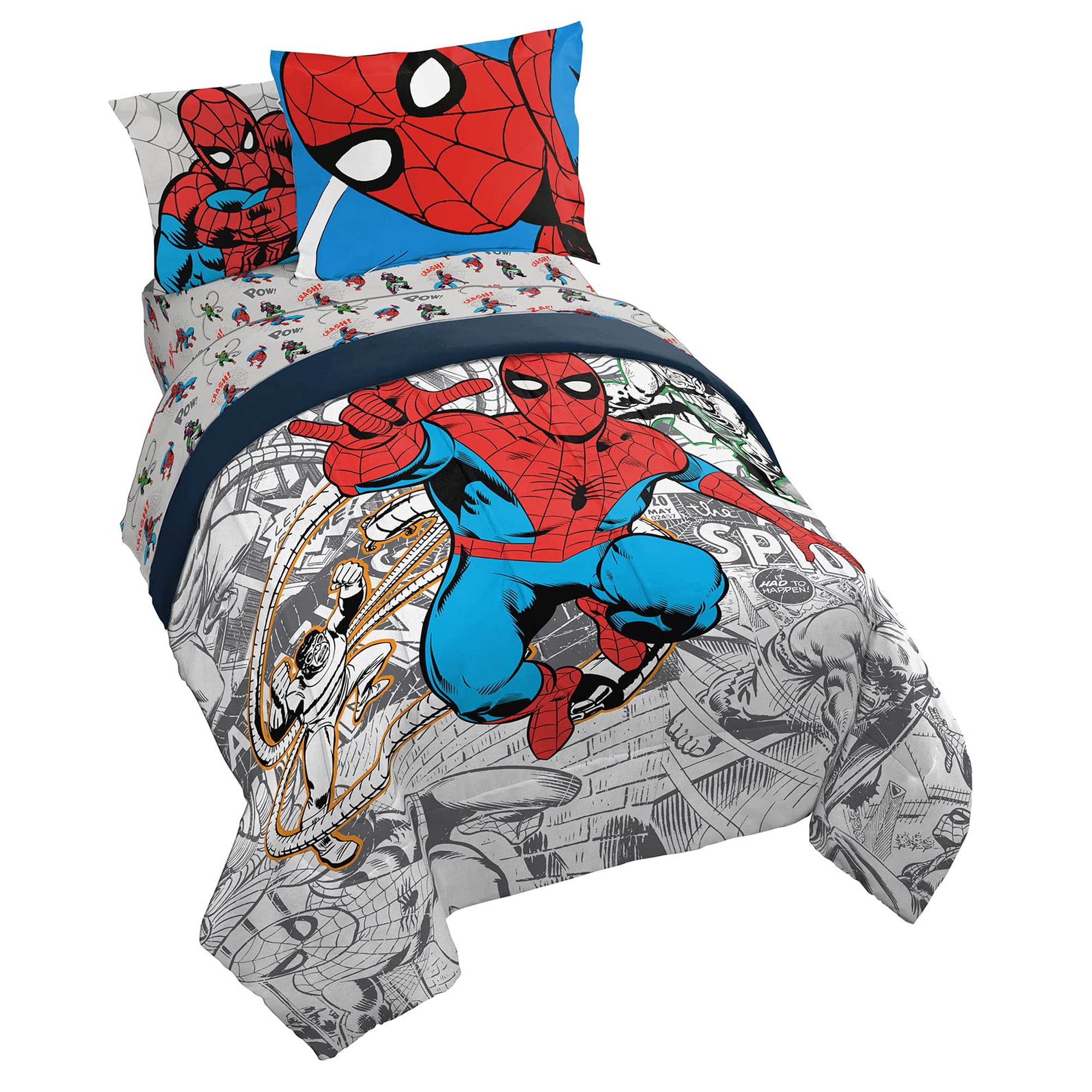 Marvel - Juego De Cama Spiderman Spidey Vs Twin Tamaño Doble 5 Piezas