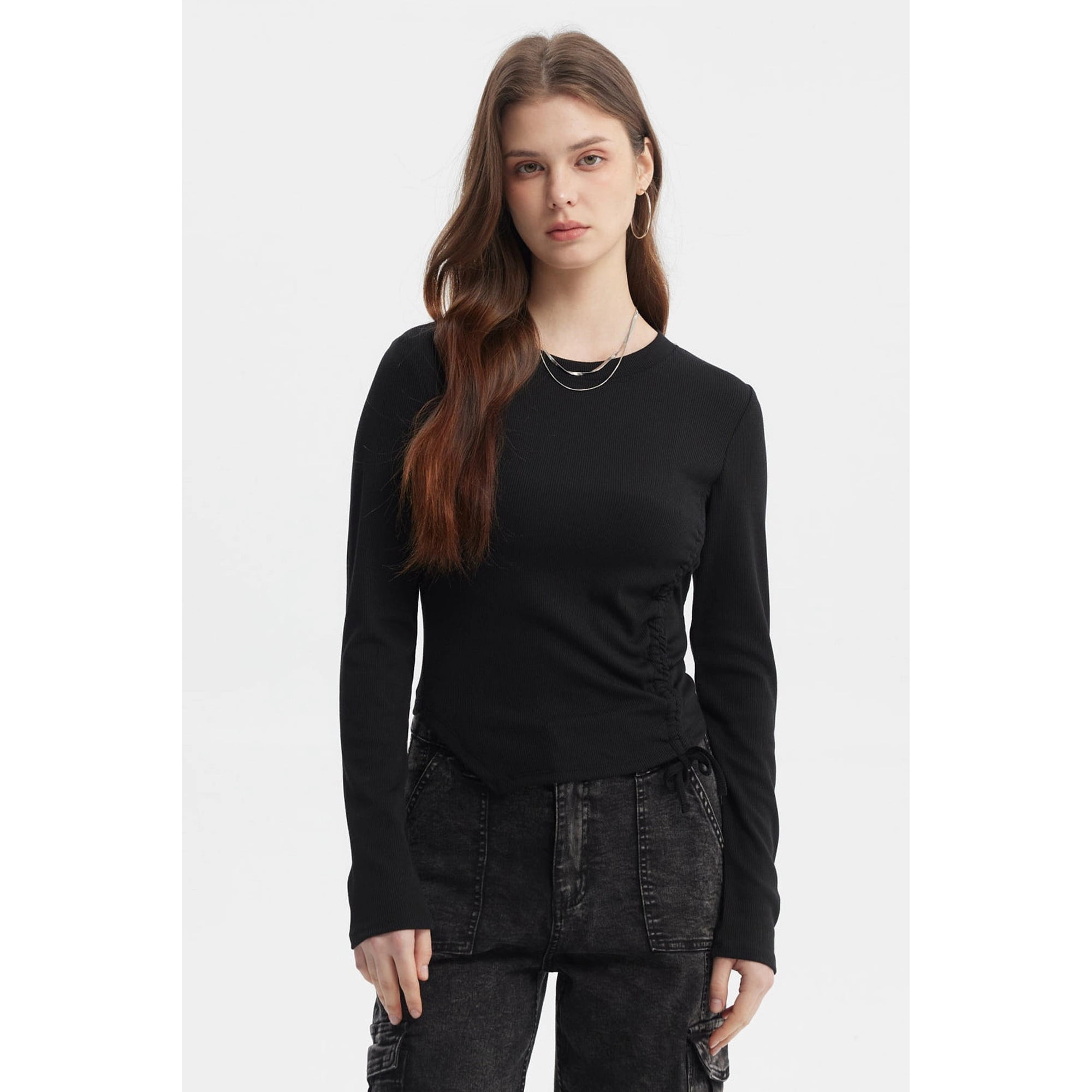 Fashionspark - Polera Mujer Recogido Costado Negro - Vll