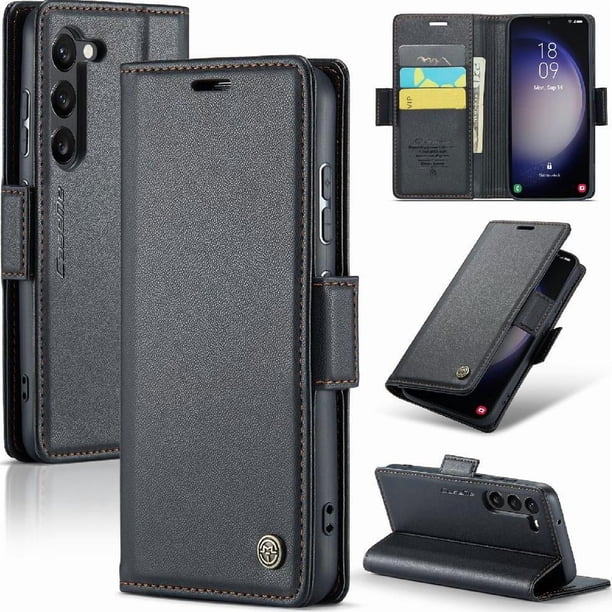 CaseMe tipo cartera Samsung Galaxy S23 Plus con cierre magnético, RFID, tarjetero, soporte, carga inalámbrica