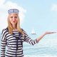 thumbnail image 5 of Gorro Sailor Captain azul marino con vela blanca para niños x6, 5 of 5