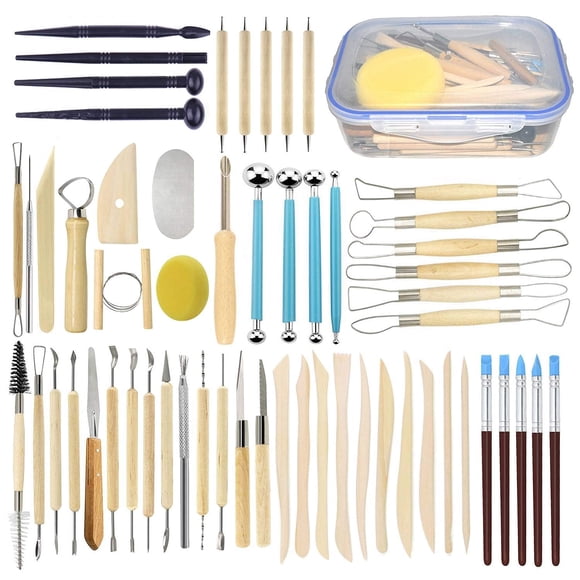 Set de herramientas de cerámica Augernis, kit de modelado de arcilla de 57 piezas