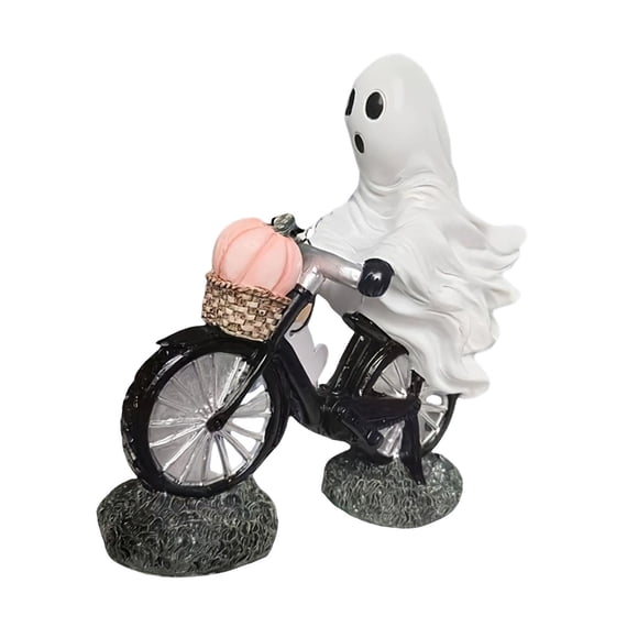 Decoración De Ciclista Fantasma Con Adorno De Calabaza Rosa Para Estante, Escritorio De Sala De Estar