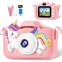 Puoene - Cámara Digital Multifuncional Para Niños Con Tarjeta De 32 Gb, Color Rosa