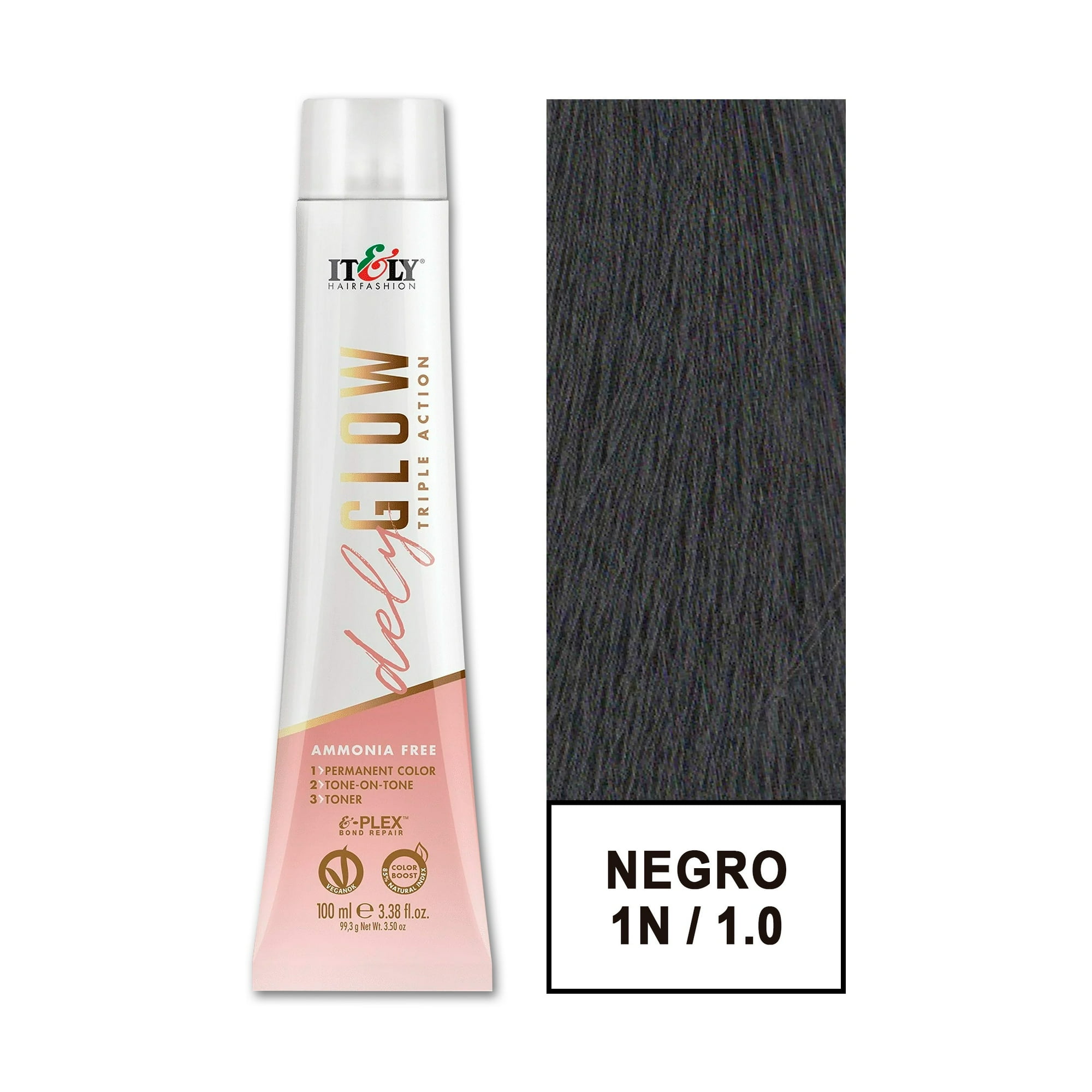 Itely Hair Fashion - Tintura Permanente Sin Amoniaco Delyglow 100ml (negro 1.0 1n)