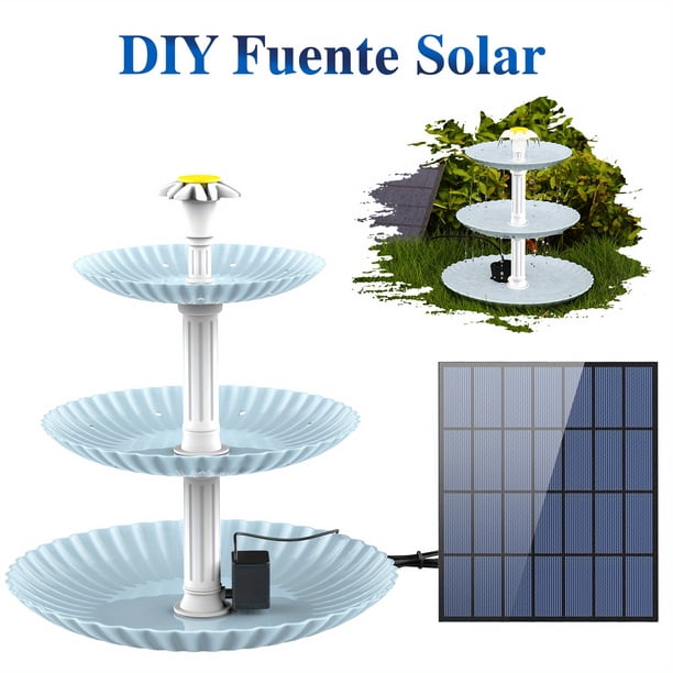 Bring Nature to Your Garden: 1pc 3 Tiered Bird Bath with Solar Pump & DIY Fountain!