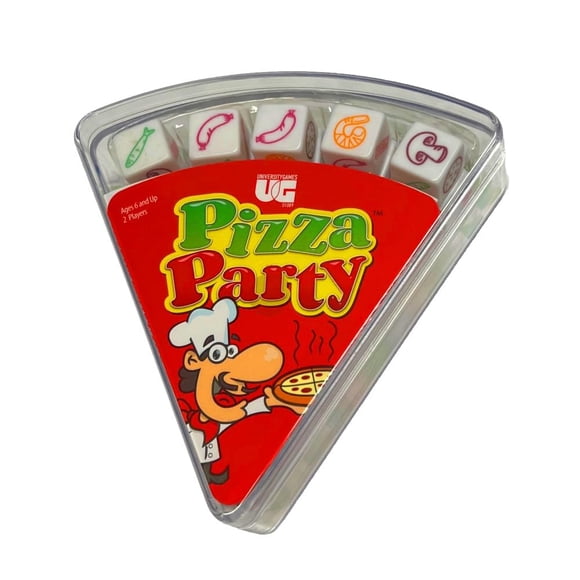 Juego de dados, juegos universitarios, pizza, fiesta, niños y familias mayores de 6 años