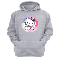 Genérico - Polerón Canguro Gatita Kitty Gris Claro Talla Xs Unisex