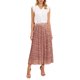 thumbnail image 2 of Falda larga plisada floral para mujer 2026 elástica de cintura alta casual boho faldas de verano M rojo, 2 of 6