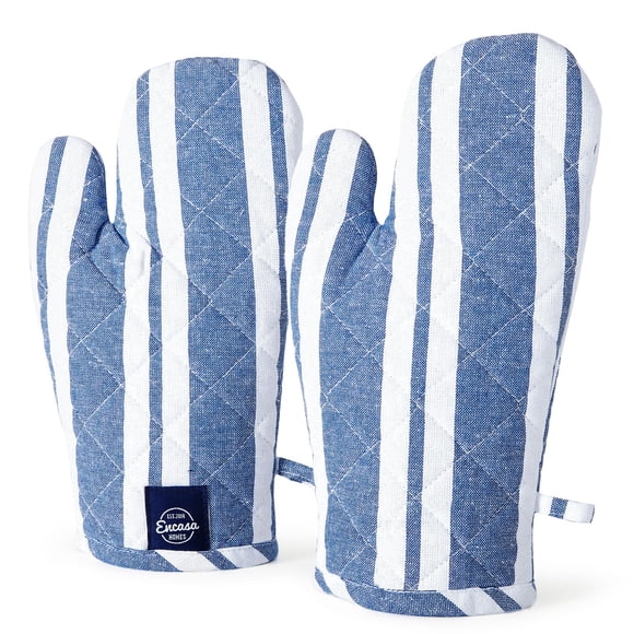 Guantes de Horno Encasa XO 30 cm Resistente al Calor con Rayas Azules
