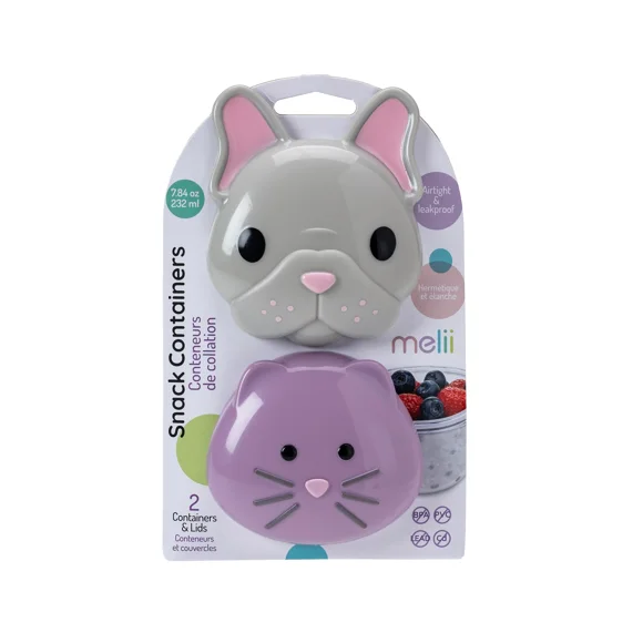 MELII PACK 2 CONTENEDORES SNACK BULLDOG Y GATO