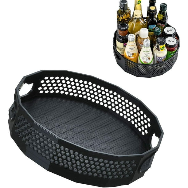 Organizador de cocina con plataforma giratoria, contenedores de almacenamiento giratorios, estante de especias giratorio antideslizante para encimera, estante, mesa, refrigerador y baño.