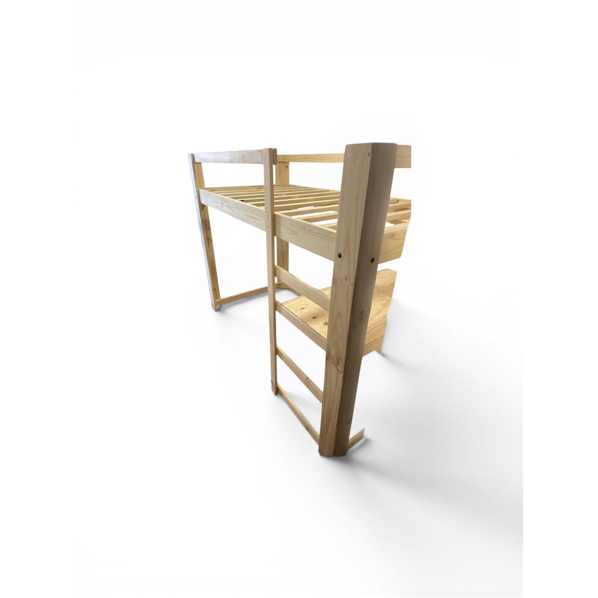 Myr - Cama Alta Con Escritorio Lateral Natural 1 Plaza(long)