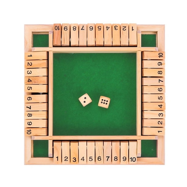 Shut The Box Dice Board Game Wooden Flaps & Dices Game 4 Players Pub Bar Party Supplies Family Entertainment For Kids & Adults