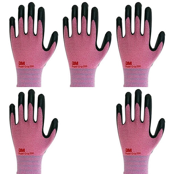 Guantes de trabajo 3M Kor con revestimiento de nitrilo en la palma, 5 pares, rosa medio