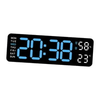 Magideal - Reloj De Pared Digital Moderno Con Decoración De Pared, Regulador De Brillo Automático, Reloj De Pared Led De Home Decor Week, Reloj De Escritorio Par Azul Claro Negro