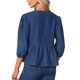 thumbnail image 3 of INSPIRE CHIC Blusas de Mezclilla para Mujer con Lazo al Frente, Mangas Abullonadas, Volante en el Bajo, Blusa Peplum, Camisas de Jean 2XL Azul Oscuro, 3 of 6