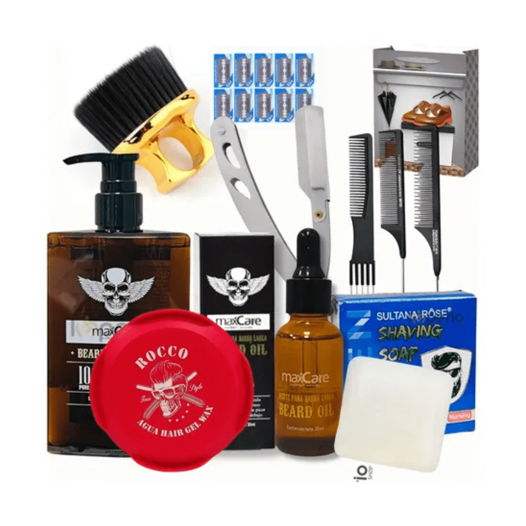 Maxcare-guanjin - Kit Barberia Aceite Cera Shampoo Navaja Cepillo