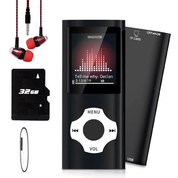 Reproductor MP3 / Reproductor MP4, Reproductor de música MP3 Hotechs con tarjeta de memoria SD de 8 GB, Pantalla LCD digital clásica delgada de 1,82'', Puerto mini USB con radio FM y grabación de voz