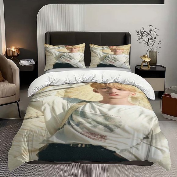 3pcs SEVENTEEN Li Shuomin Casual Photo Print Bedding Set Soft and Comfortable Bedding Set Suitable for All Seasons Ideal for Home Bedrooms and Guest Rooms