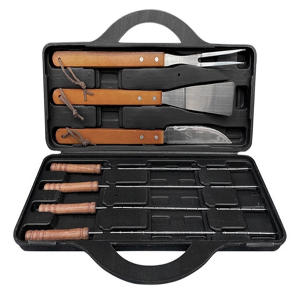 Importclick - Set Maletín Asado Parrilla Negro Con 7 Herramientas