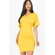 thumbnail image 2 of Saronite Vestido Mini Básico Ajustado de Manga Corta con Cuello en V, Color Mostaza (para Mujer), 2 of 2