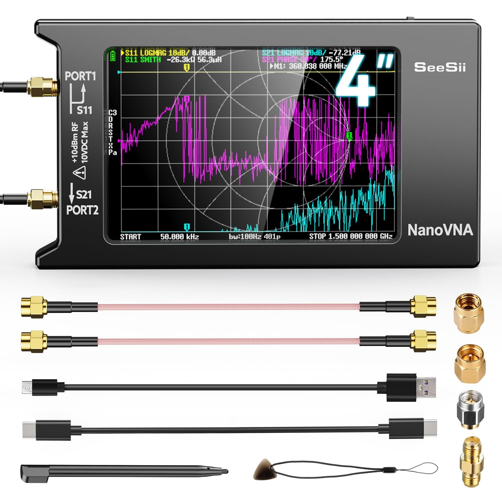 Analizador Vectorial De Redes Seesii Nanovna-h4 V4.3 10khz-1.5ghz