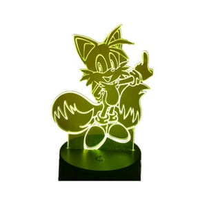 Lelumania - Lampara Ilusion 3D Tails De 7 Colores, Base Touch