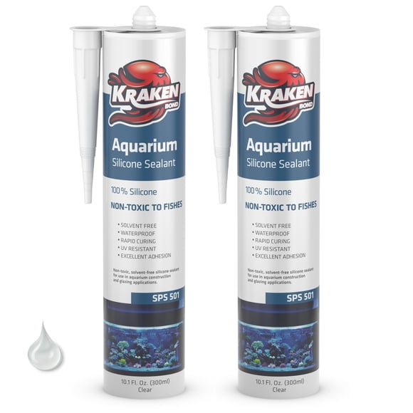 Sellador de silicona para acuarios Kraken Bond Clear, 300 ml (2 x 300 ml)