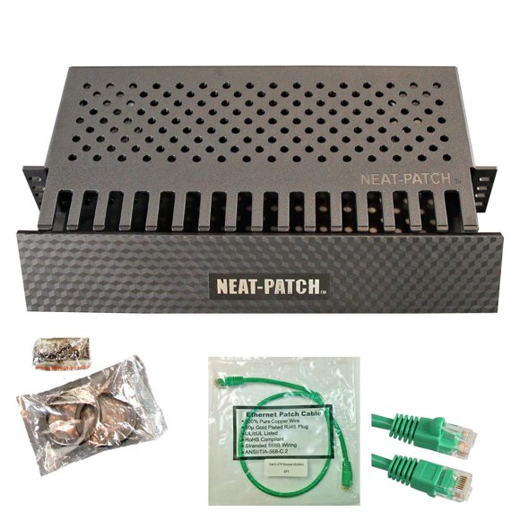 Kit de gestión de cables NEAT-PATCH 2U de 3 unidades CAT6 60 cm verde