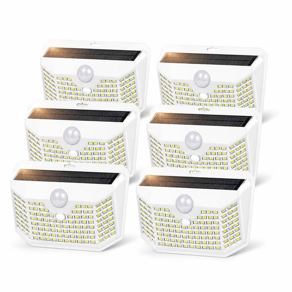 Luces solares HMCITY de 120 LED con sensor de movimiento IP65, paquete de 6
