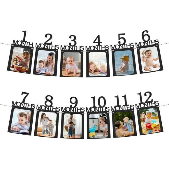 Decoración Pancarta Fotos Primer Cumpleaños Uxcell Negro 12 Piezas