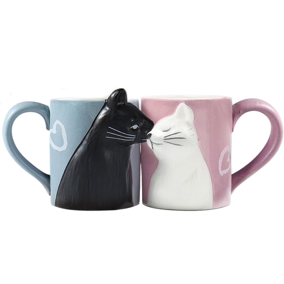 Taza de café BignoseDeer Kissing Cat Couple, 350 ml, cerámica