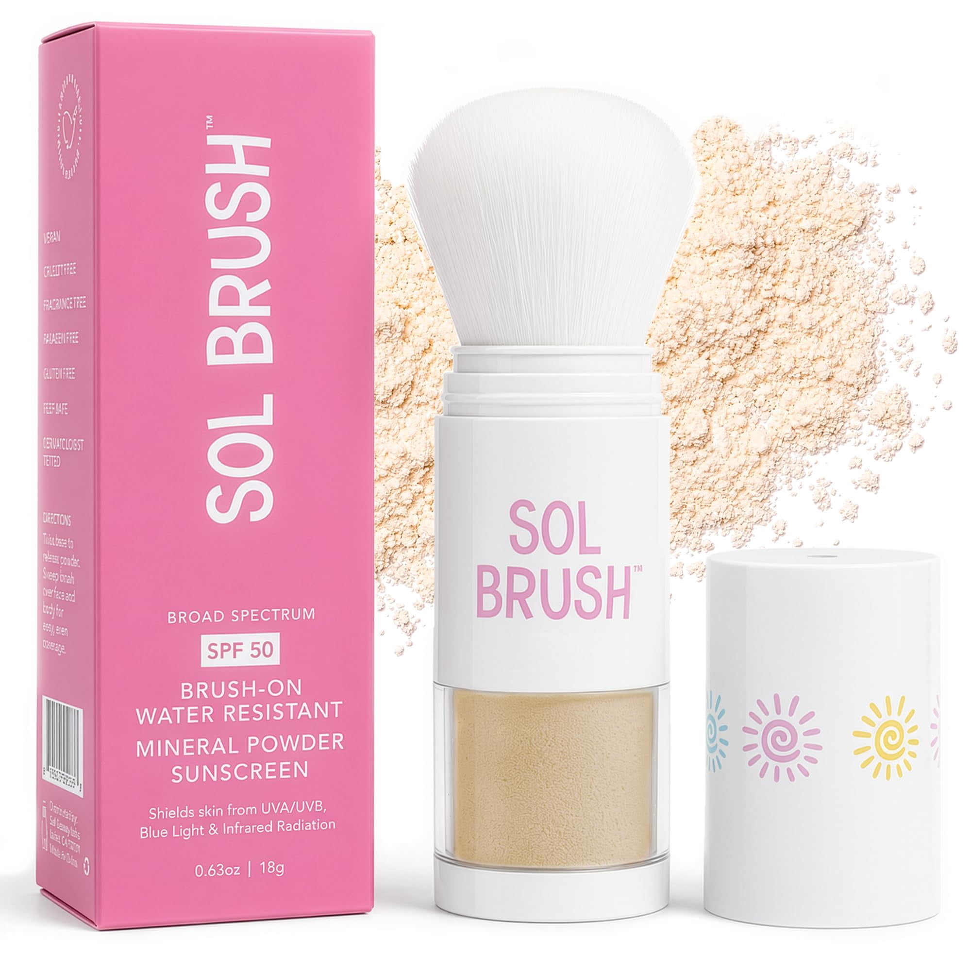 Protector Solar Sol Brush Spf 50 Polvo Mineral En Brocha