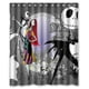 thumbnail image 1 of Cortina de ducha de baño con diseño de calavera y murciélago de Pesadilla antes de Navidad, con ganchos, tamaño 60 x 72 pulgadas, 1 of 3