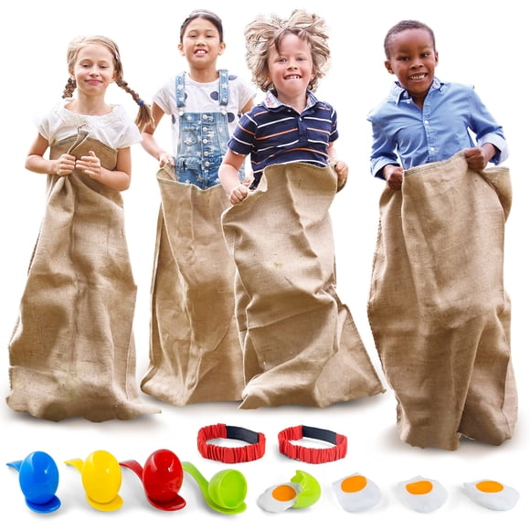 Set Field Day Games para 4 jugadores con saco de patatas, carrera de 3 patas
