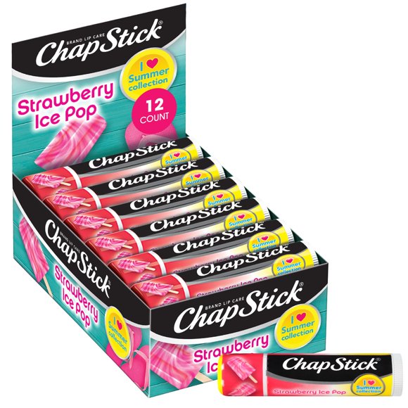 Bálsamo labial ChapStick, hidratante labial, fresa, helado, 12 ml, 12 unidades