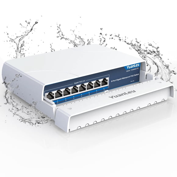 Conmutador PoE Yuanley de 8 puertos Gigabit impermeable para exteriores 1000 Mbps